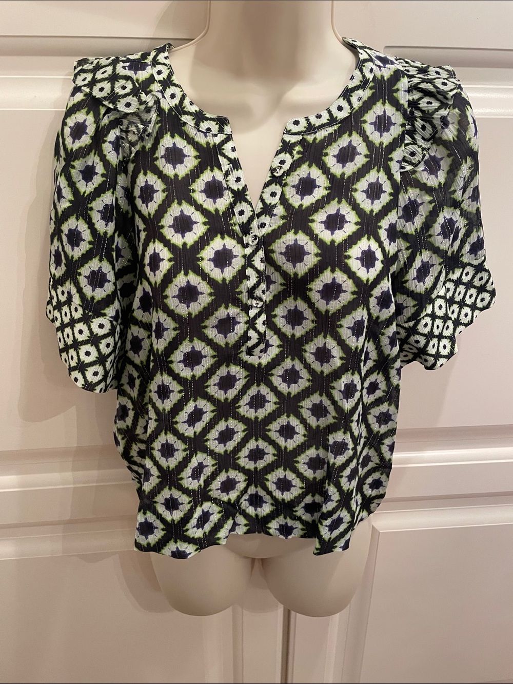Marie Oliver metallic print blouse sz S
